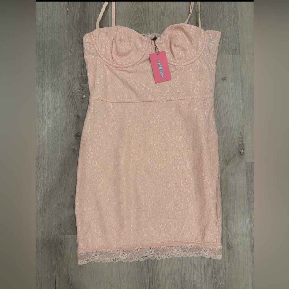 Edikted Blush Lace Corset Dress